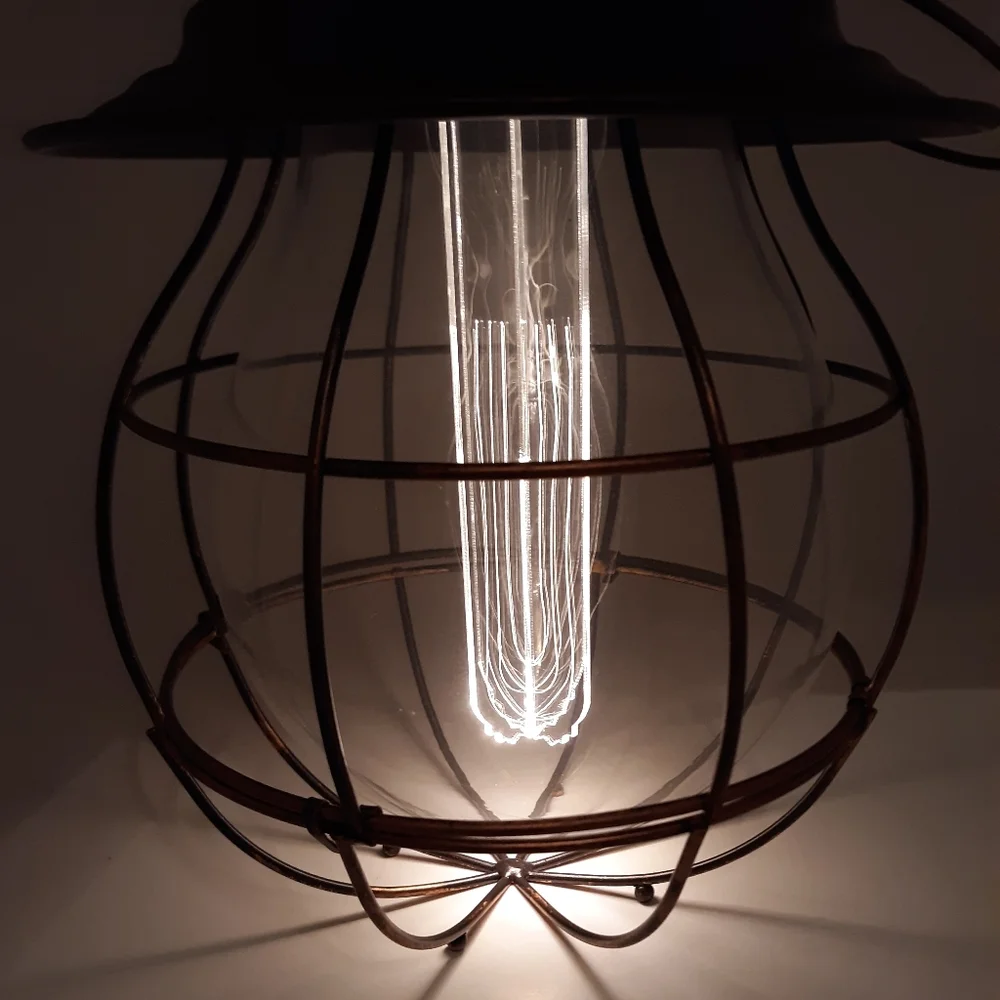 Round Lantern Style - Bronze LED Industrial Pendant Lantern